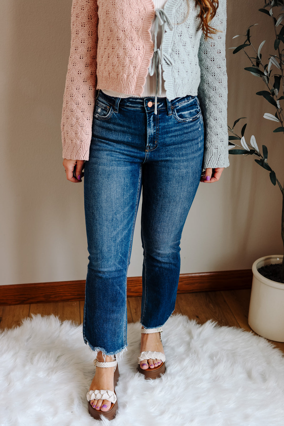 FLYING MONKEY: Finley Step Hem Crop Flare Jeans