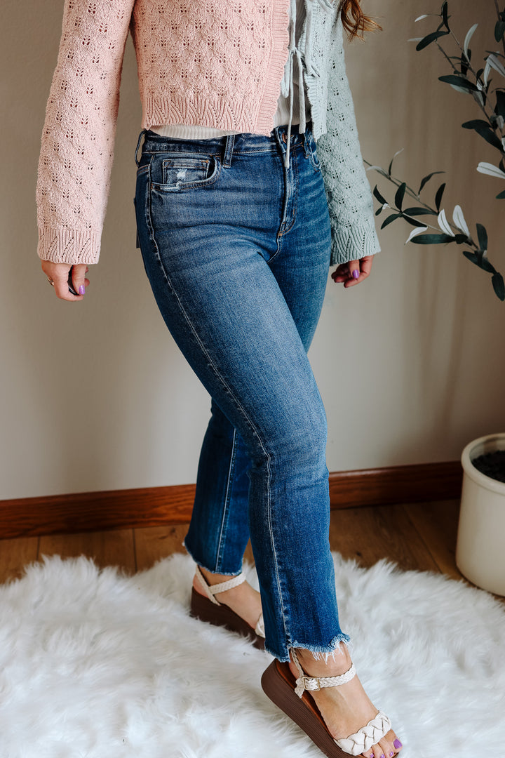 FLYING MONKEY: Finley Step Hem Crop Flare Jeans