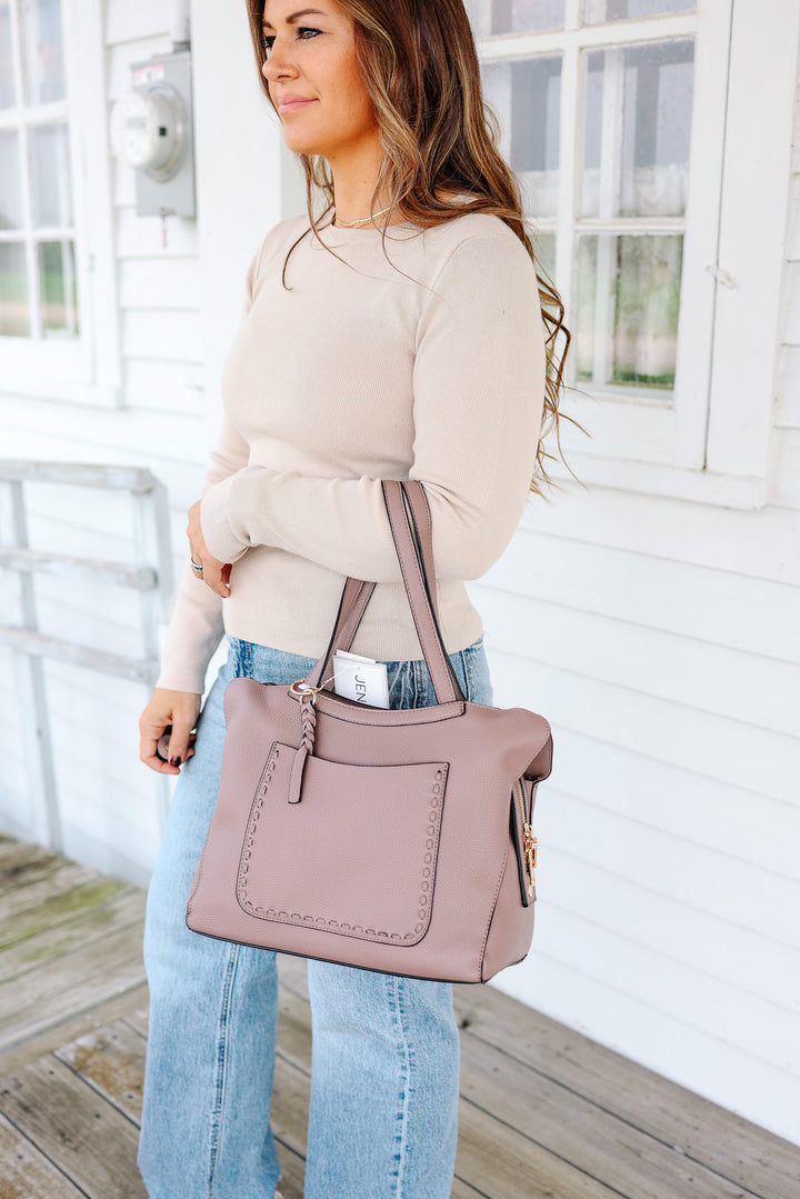 Hunter Pocket Front Tote - Dark Mauve