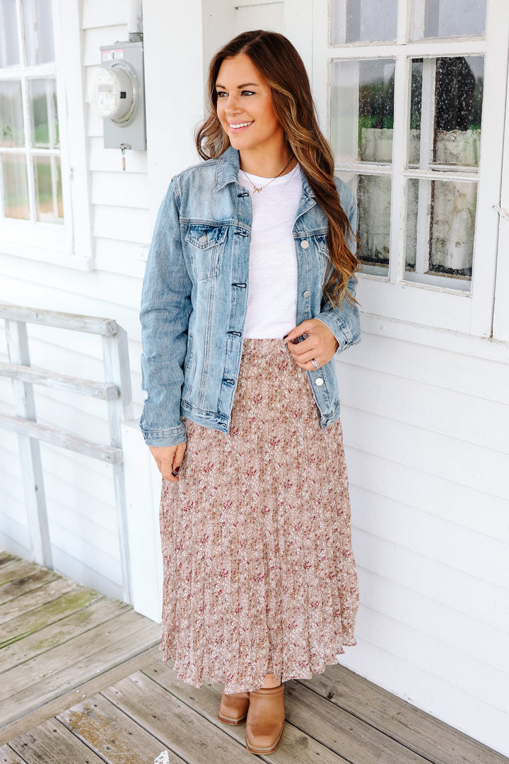 Willow Floral Pleated Midi Skirt