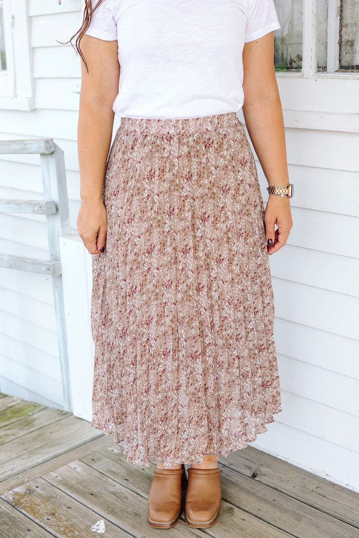 Willow Floral Pleated Midi Skirt