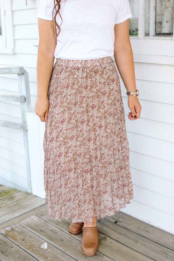 Willow Floral Pleated Midi Skirt