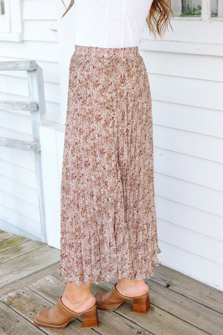 Willow Floral Pleated Midi Skirt