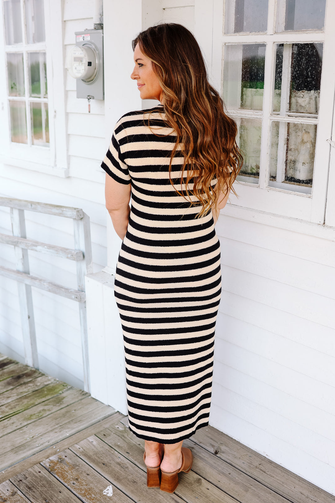 Eliana Striped Sweater Midi Dress