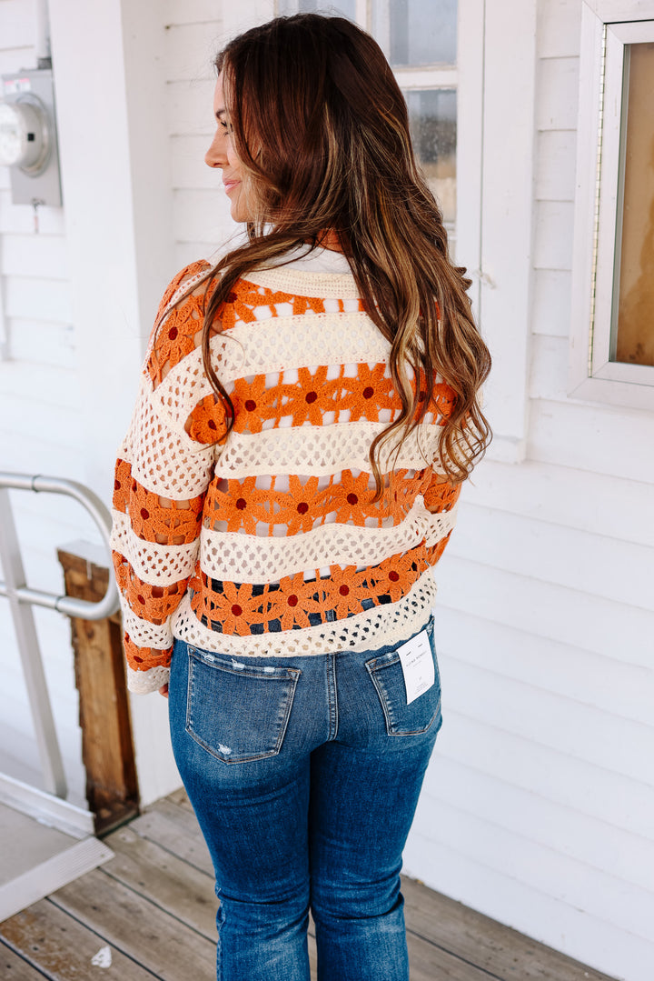 Daisy Crochet Knit Top - Terracotta