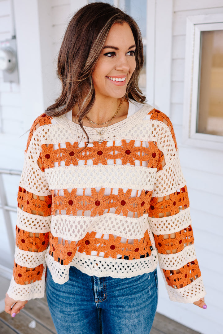 Daisy Crochet Knit Top - Terracotta