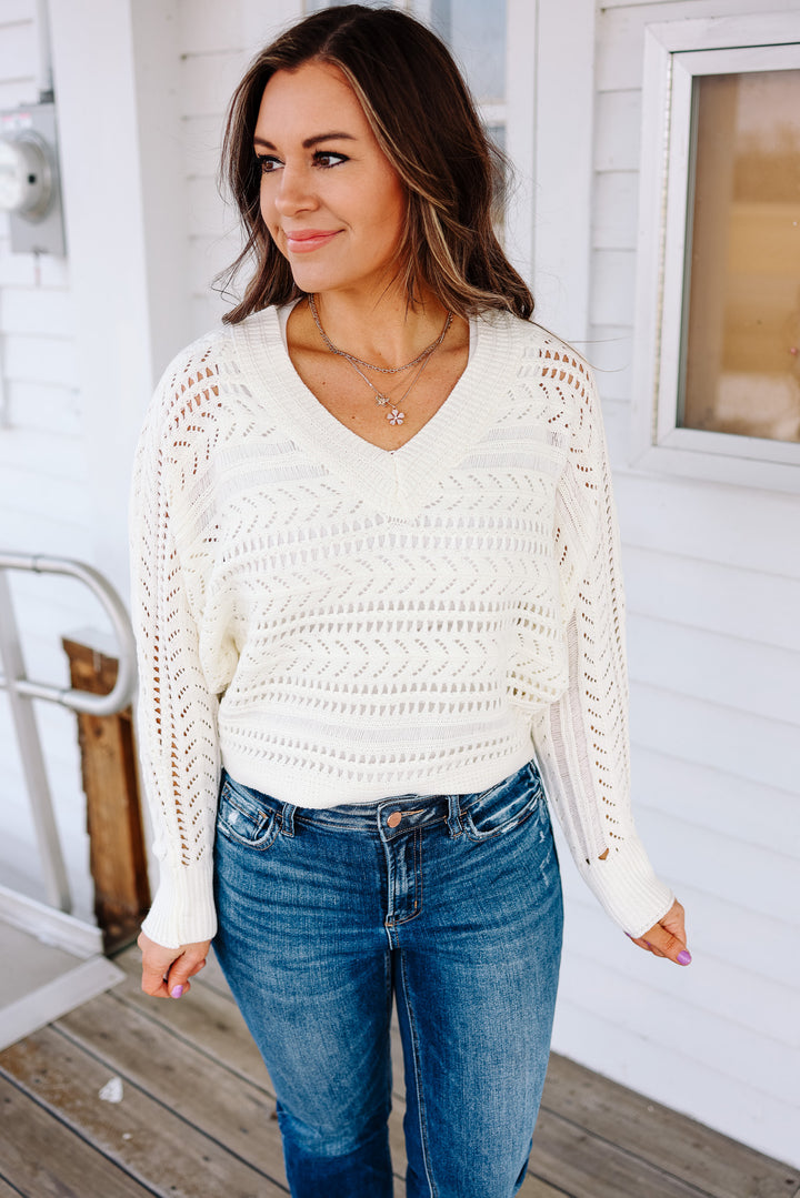 Loretta Crochet Knit Sweater - Off White