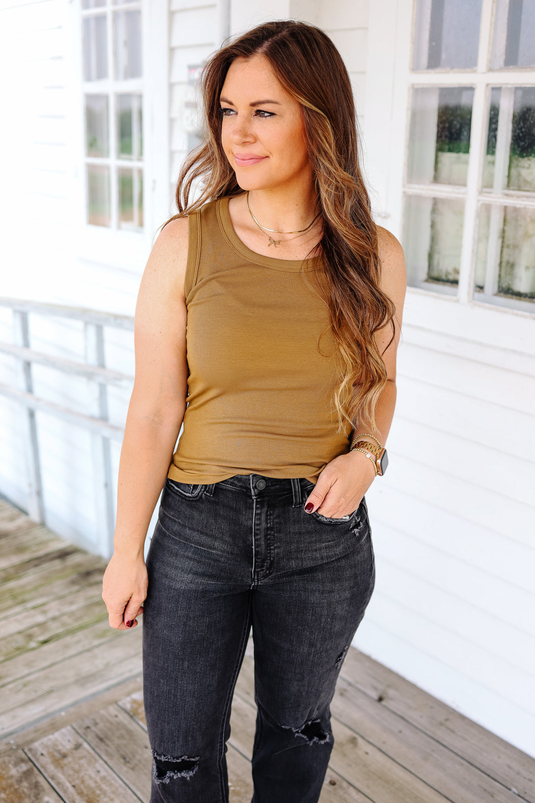 Lilith Ribbed Tank - Camel