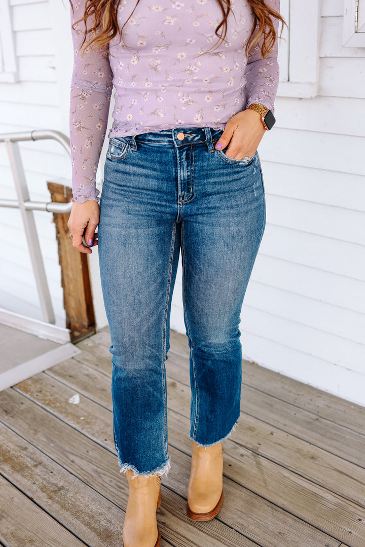 FLYING MONKEY: Finley Step Hem Crop Flare Jeans