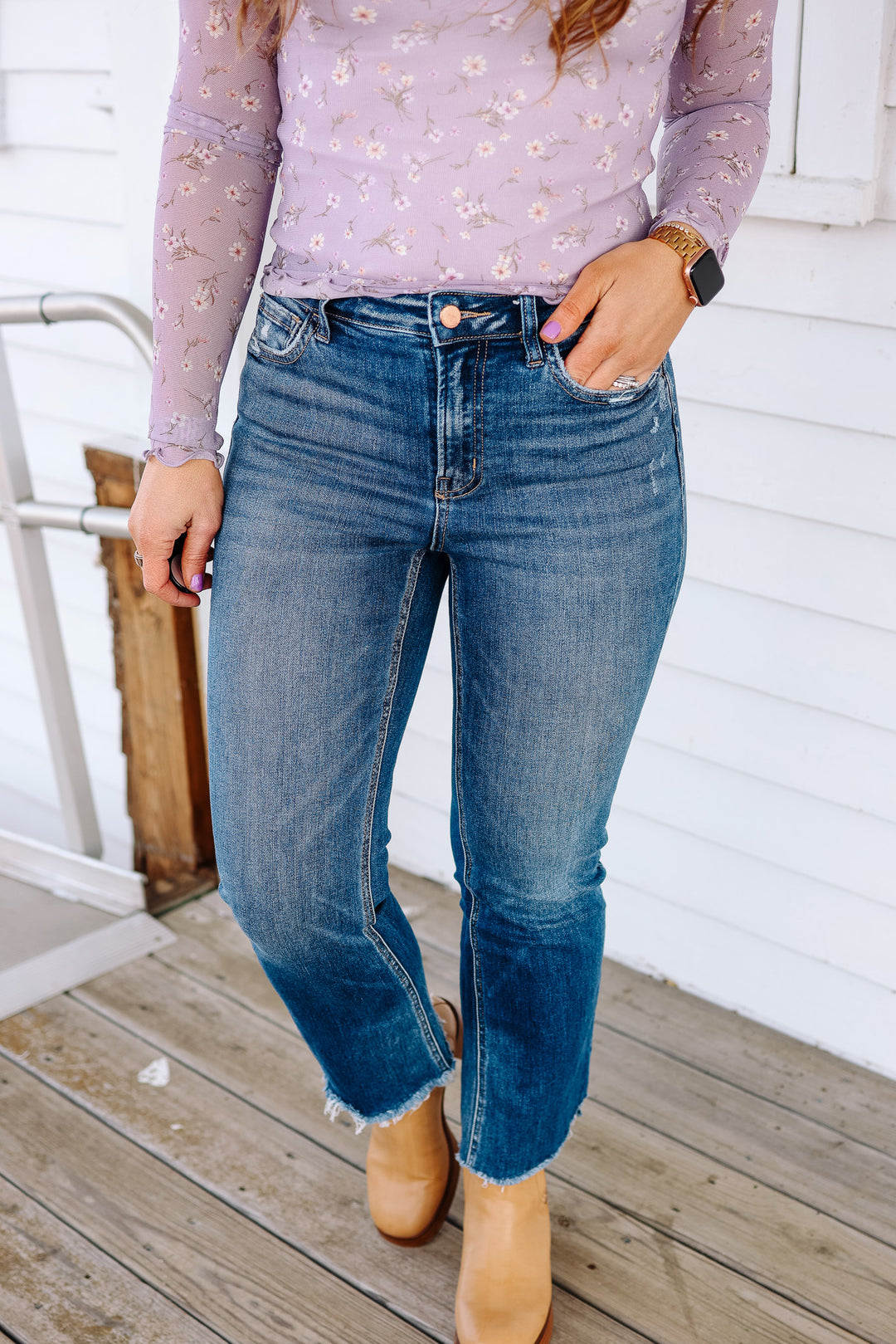 FLYING MONKEY: Finley Step Hem Crop Flare Jeans