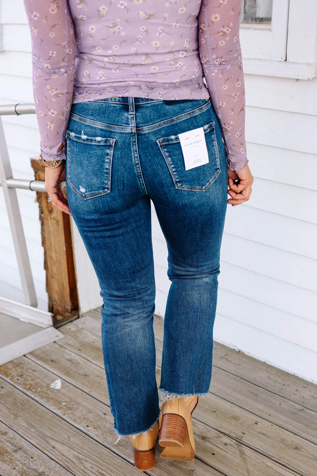 FLYING MONKEY: Finley Step Hem Crop Flare Jeans