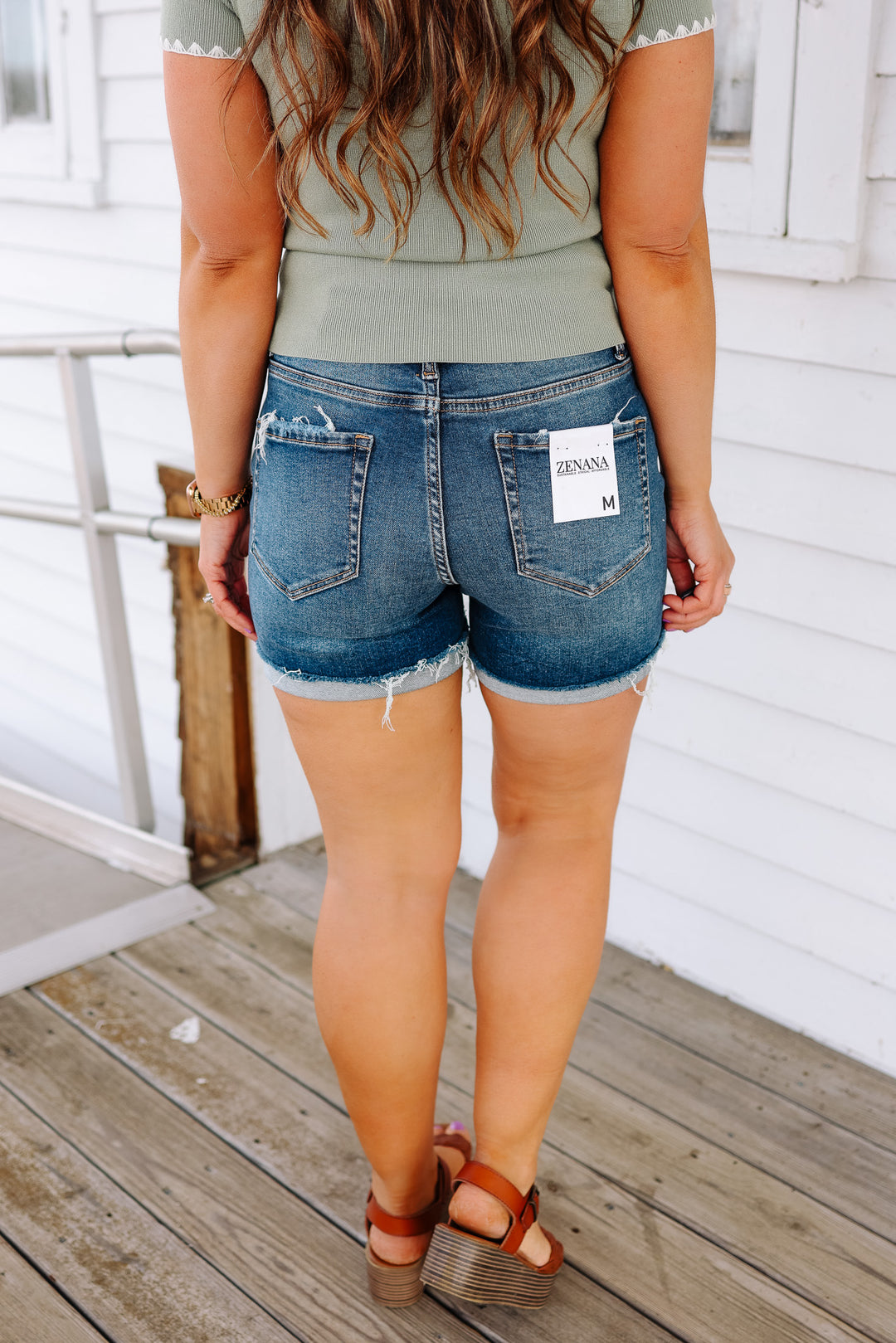 Eva Distressed Cuffed Denim Shorts