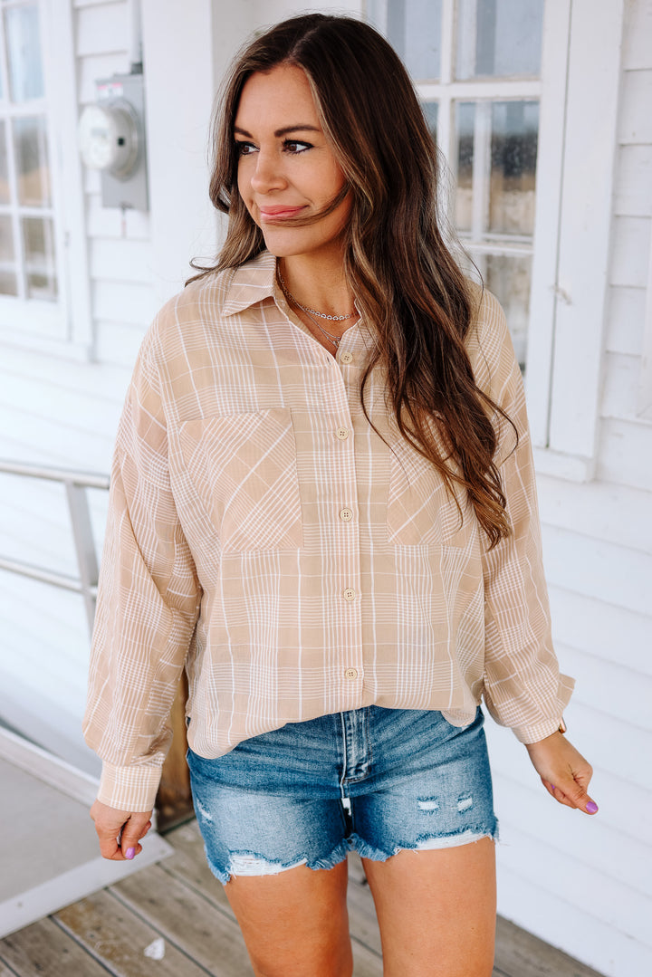 Alix Plaid Button Down - Marzipan