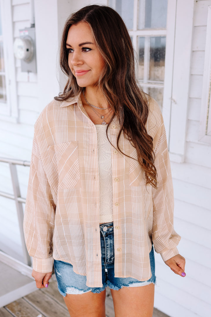 Alix Plaid Button Down - Marzipan