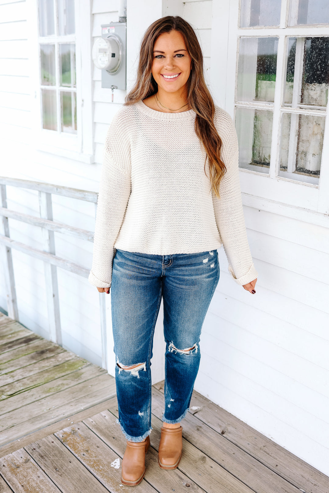 Thalia Chunky Knit Sweater - Oatmeal