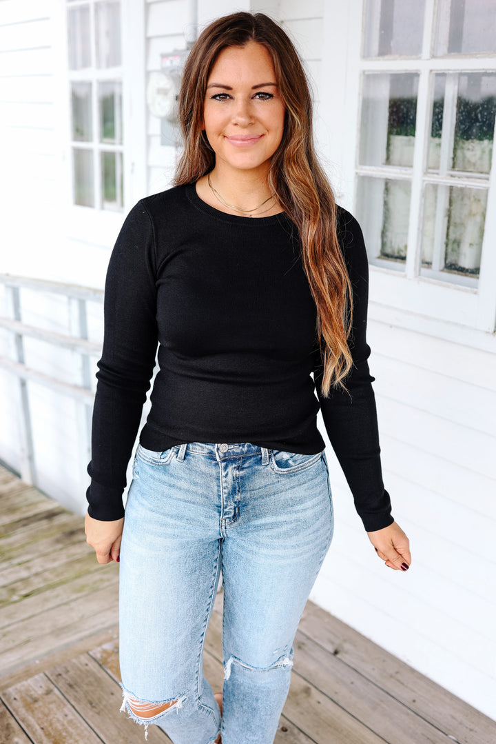 Scarlett Ribbed Top - Black