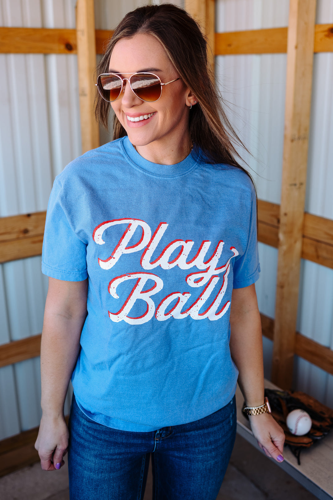 Play Ball Graphic Tee - Flo Blue