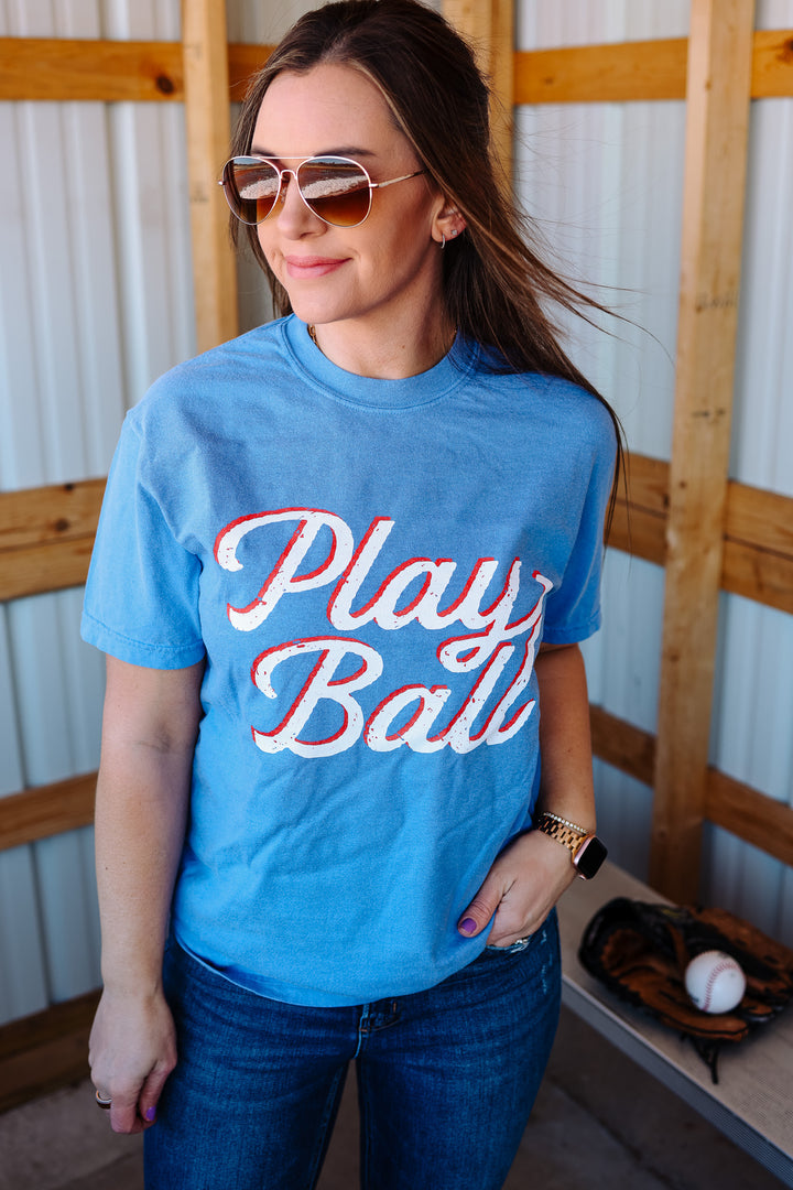 Play Ball Graphic Tee - Flo Blue