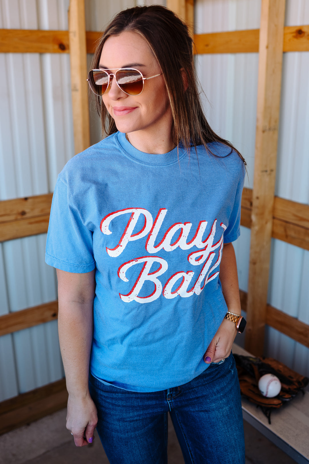 Play Ball Graphic Tee - Flo Blue