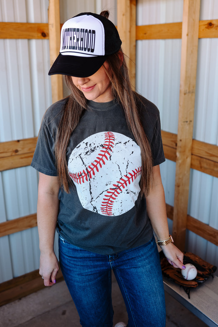 Distressed Baseball Graphic Tee - Pepper