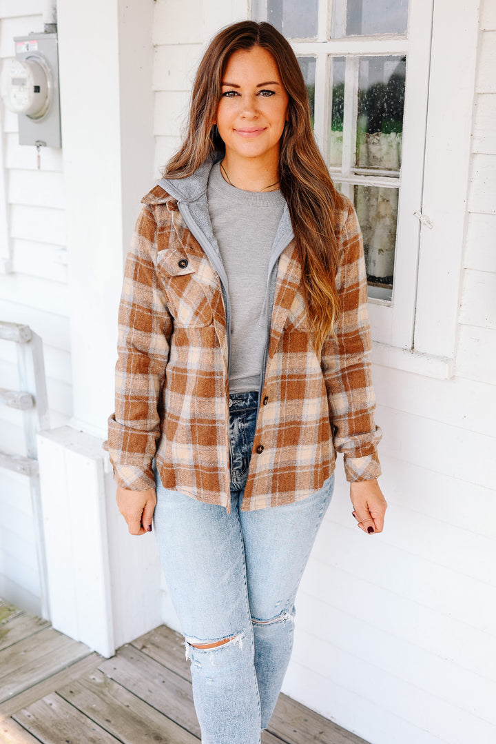 Brooks Plaid Shacket - Brown