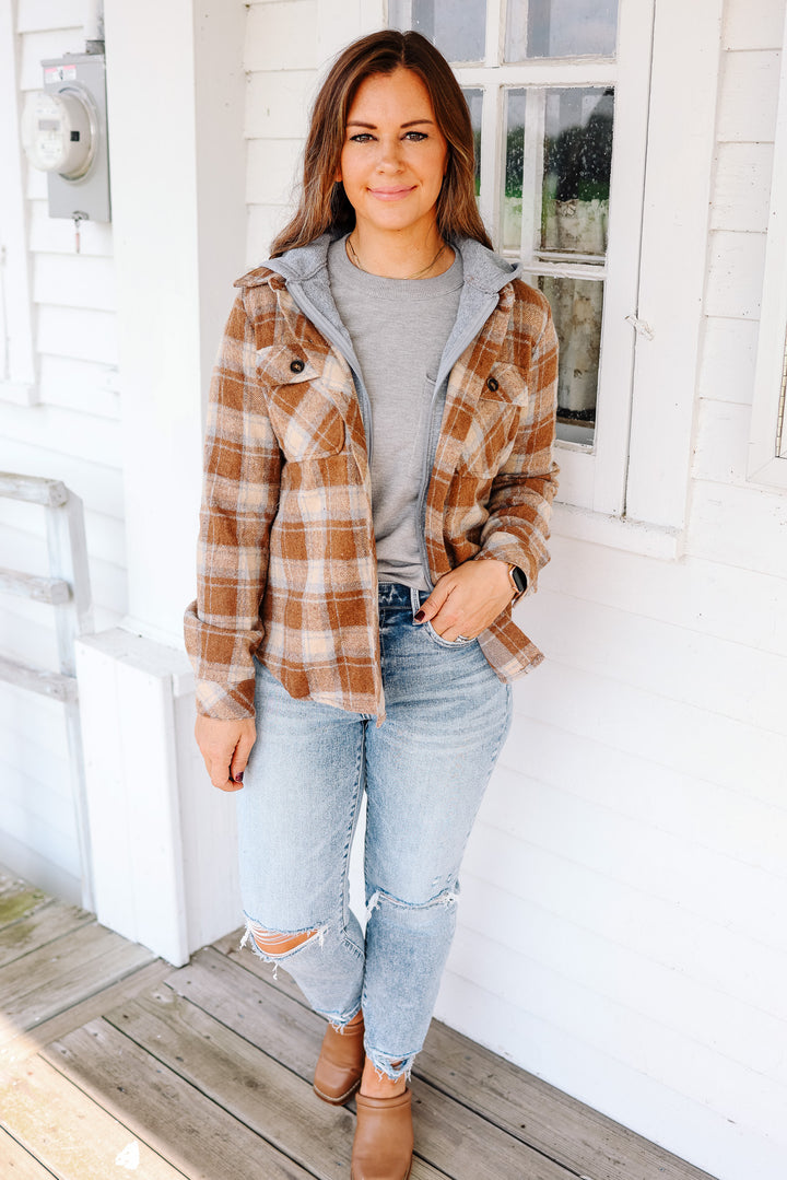 Brooks Plaid Shacket - Brown