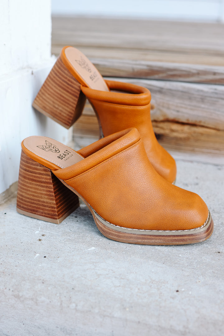 Francesca Heeled Mule - Camel