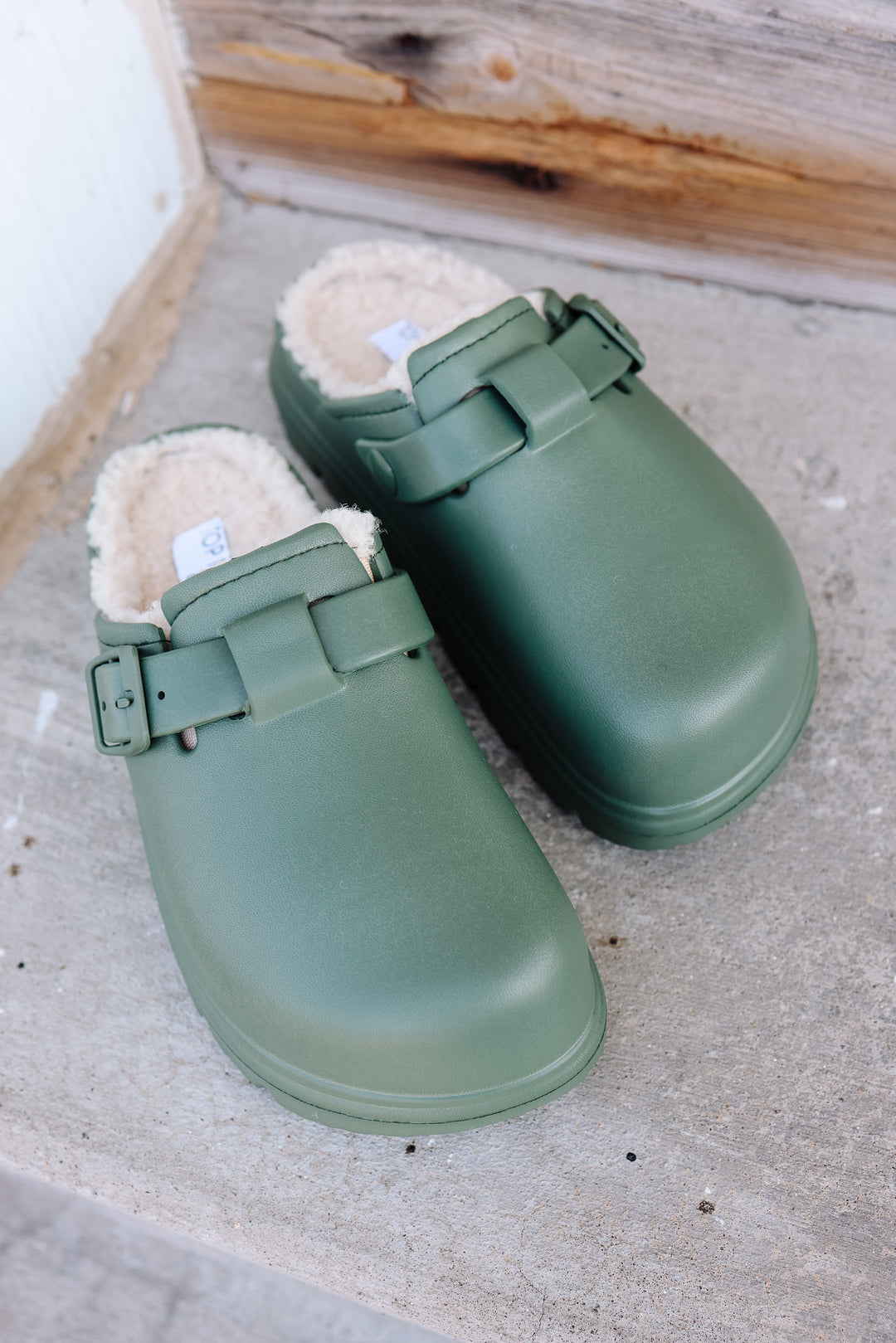 Sawyer Platform Slip On Clogs - Olive