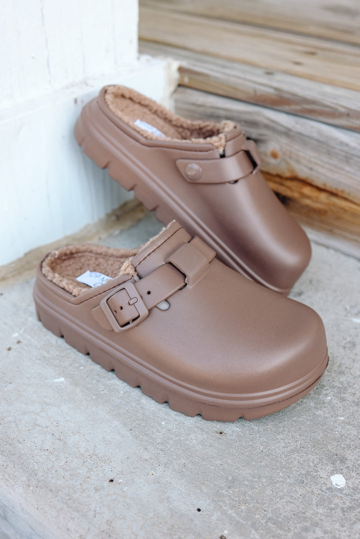 Sawyer Platform Slip On Clogs - Mocha