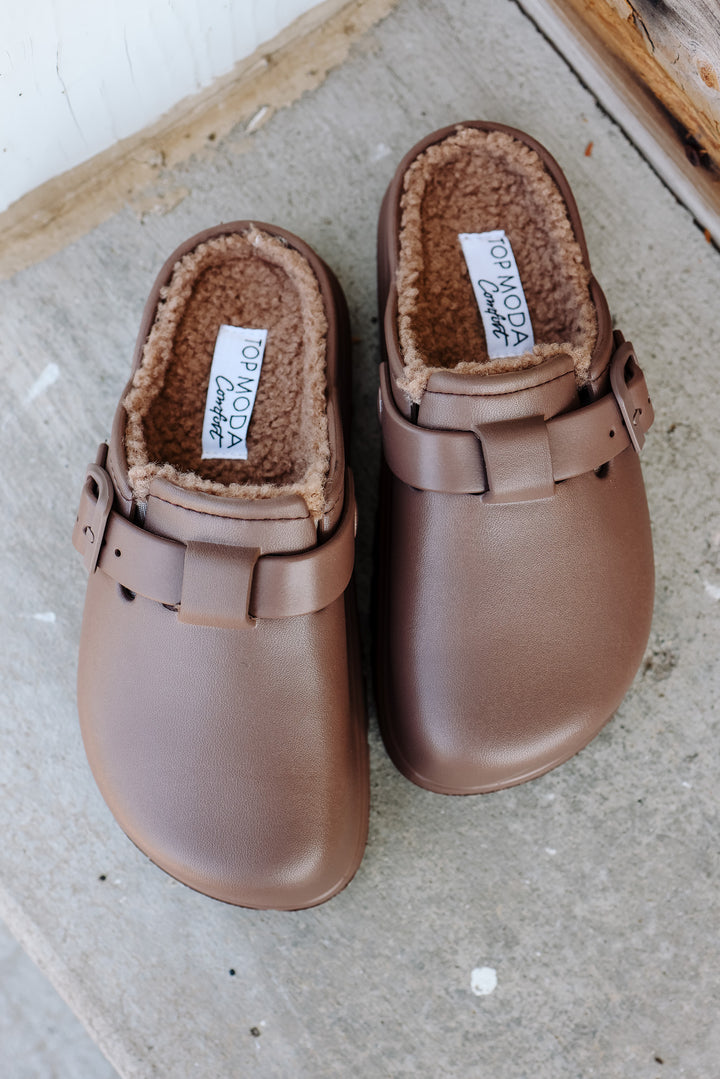 Sawyer Platform Slip On Clogs - Mocha