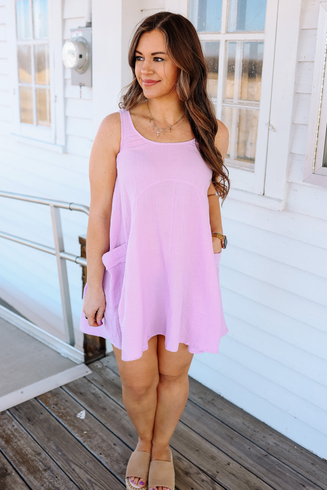 Lyric Gauze Flowy Dress - Lilac