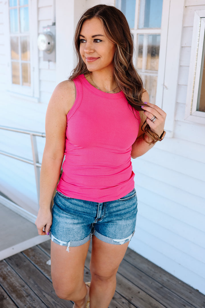 Raya Ribbed Tank - Fuchsia