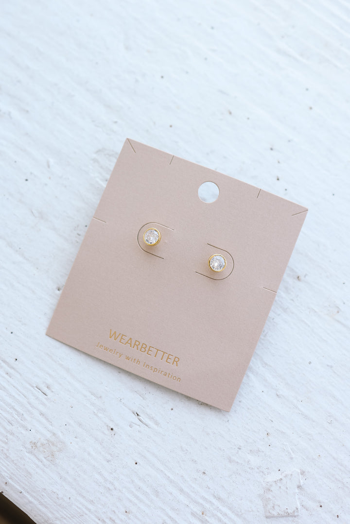 Zirconia Round Cubic Stud Earrings