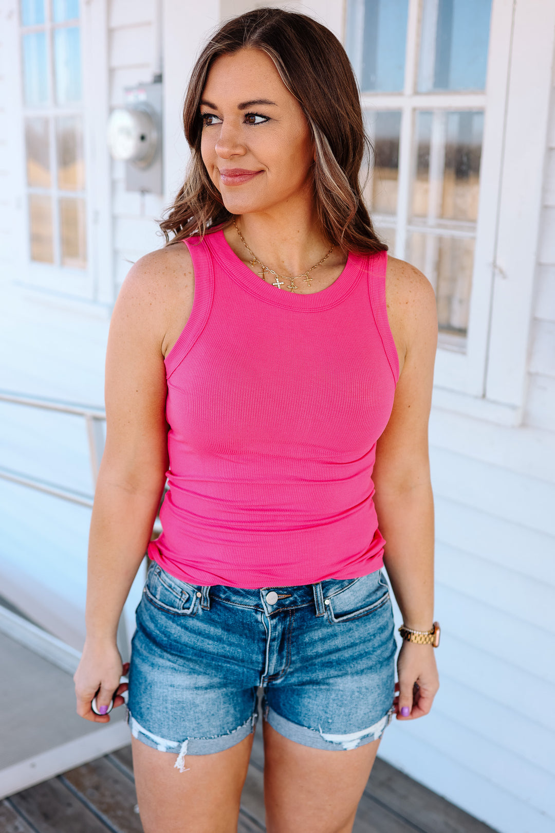 Raya Ribbed Tank - Fuchsia