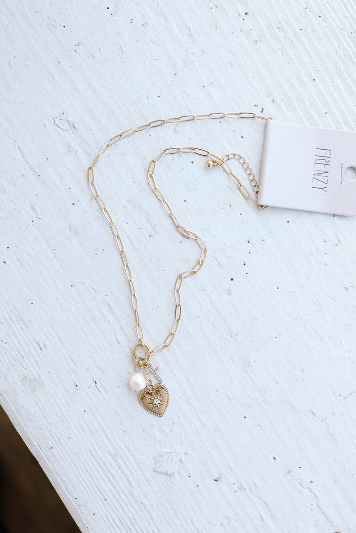 Pearl Heart Charm Necklace