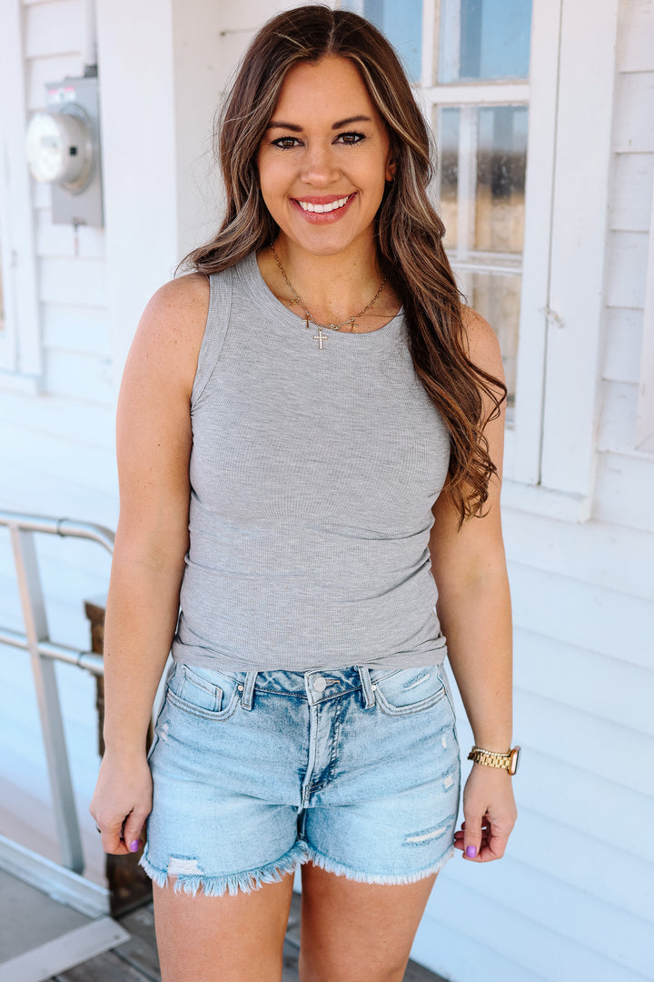 Raya Ribbed Tank - Heather Grey