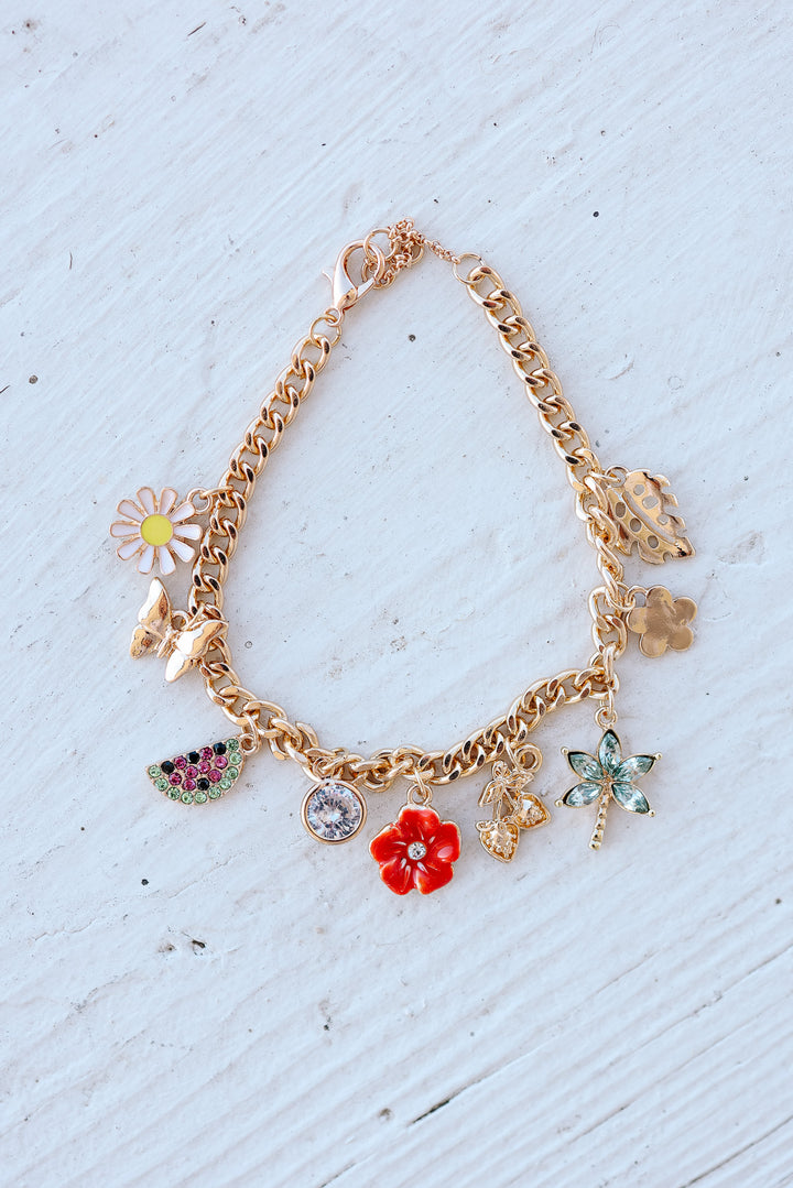 Multi Charm Flower Fruit Bracelet