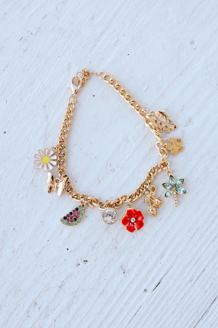 Multi Charm Flower Fruit Bracelet