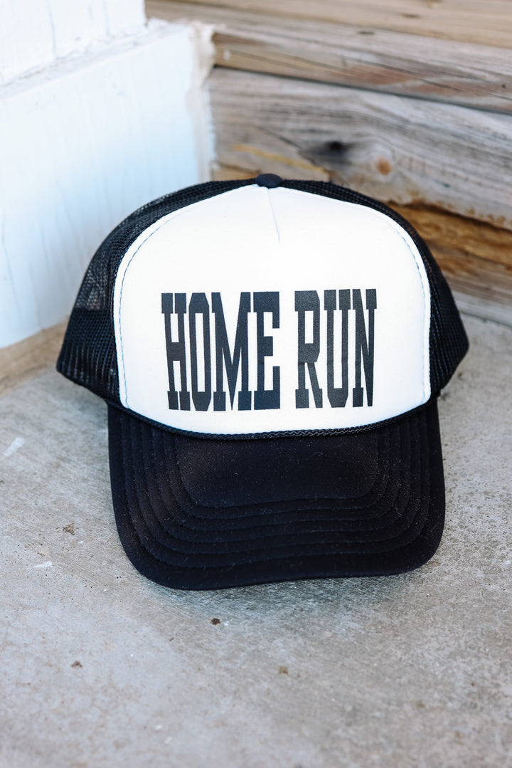 Home Run Trucker Hat - Black & White