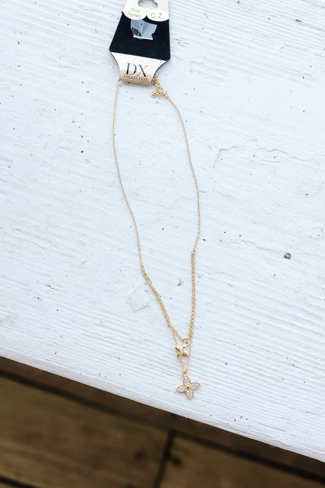 Zia Double Clover Charm Necklace - Gold