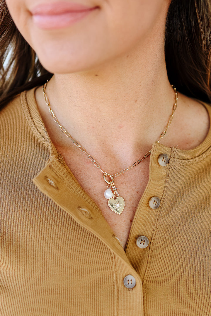 Pearl Heart Charm Necklace