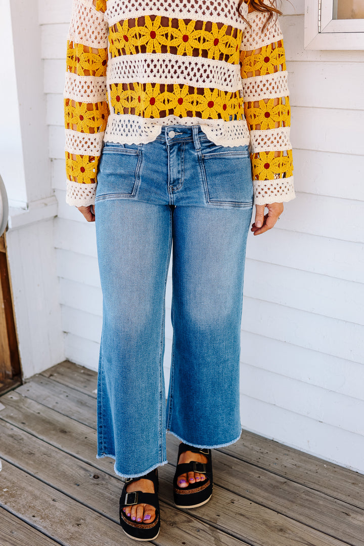 LOVERVET: Dallas High Rise Hem Ankle Wide Leg Jeans