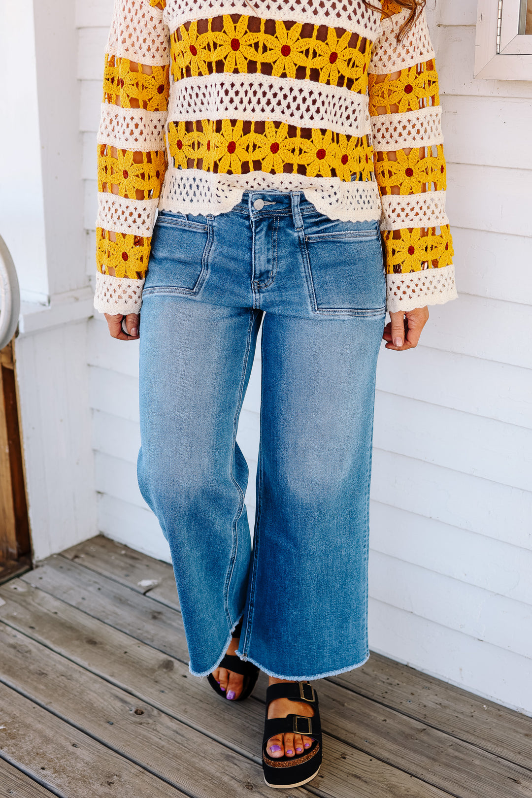 LOVERVET: Dallas High Rise Hem Ankle Wide Leg Jeans