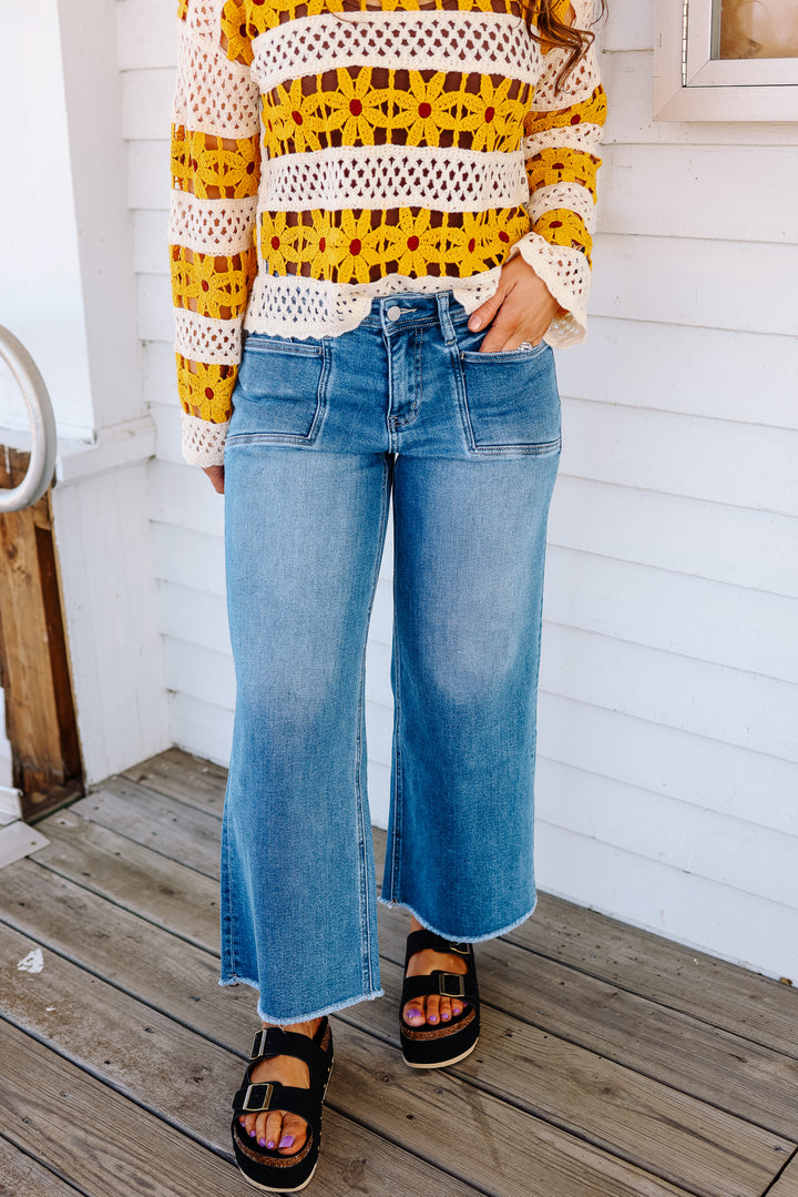 LOVERVET: Dallas High Rise Hem Ankle Wide Leg Jeans