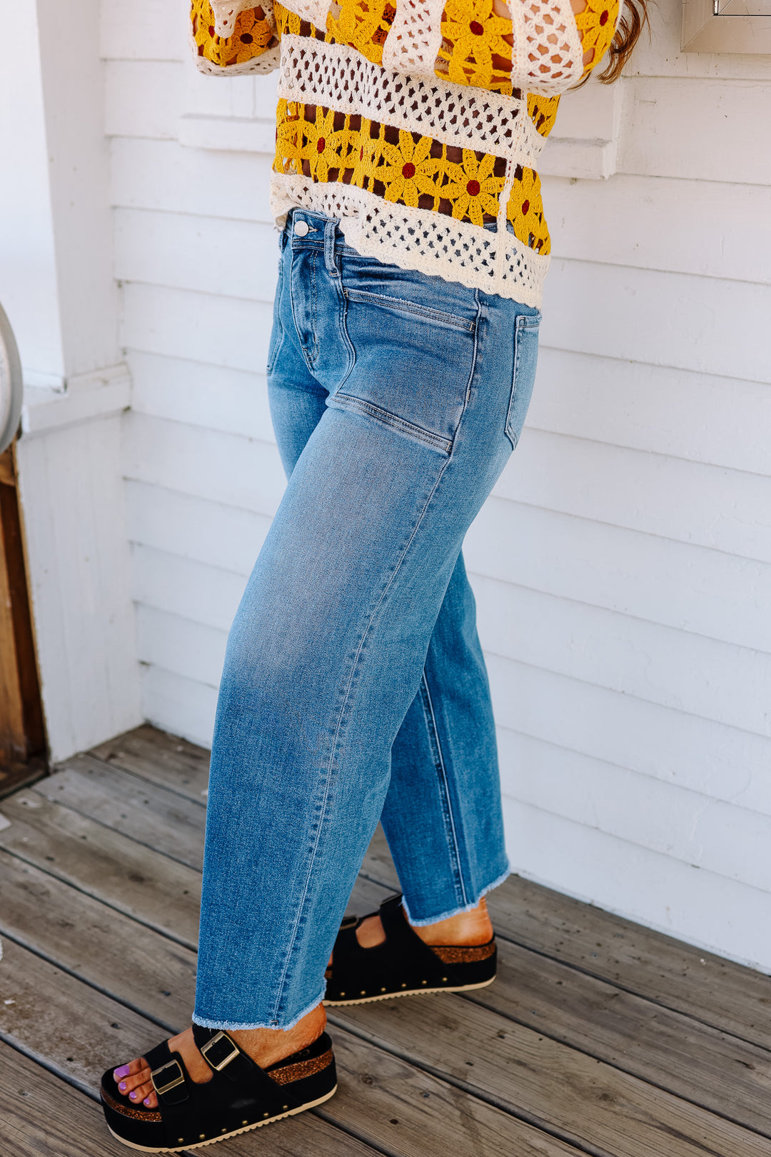 LOVERVET: Dallas High Rise Hem Ankle Wide Leg Jeans