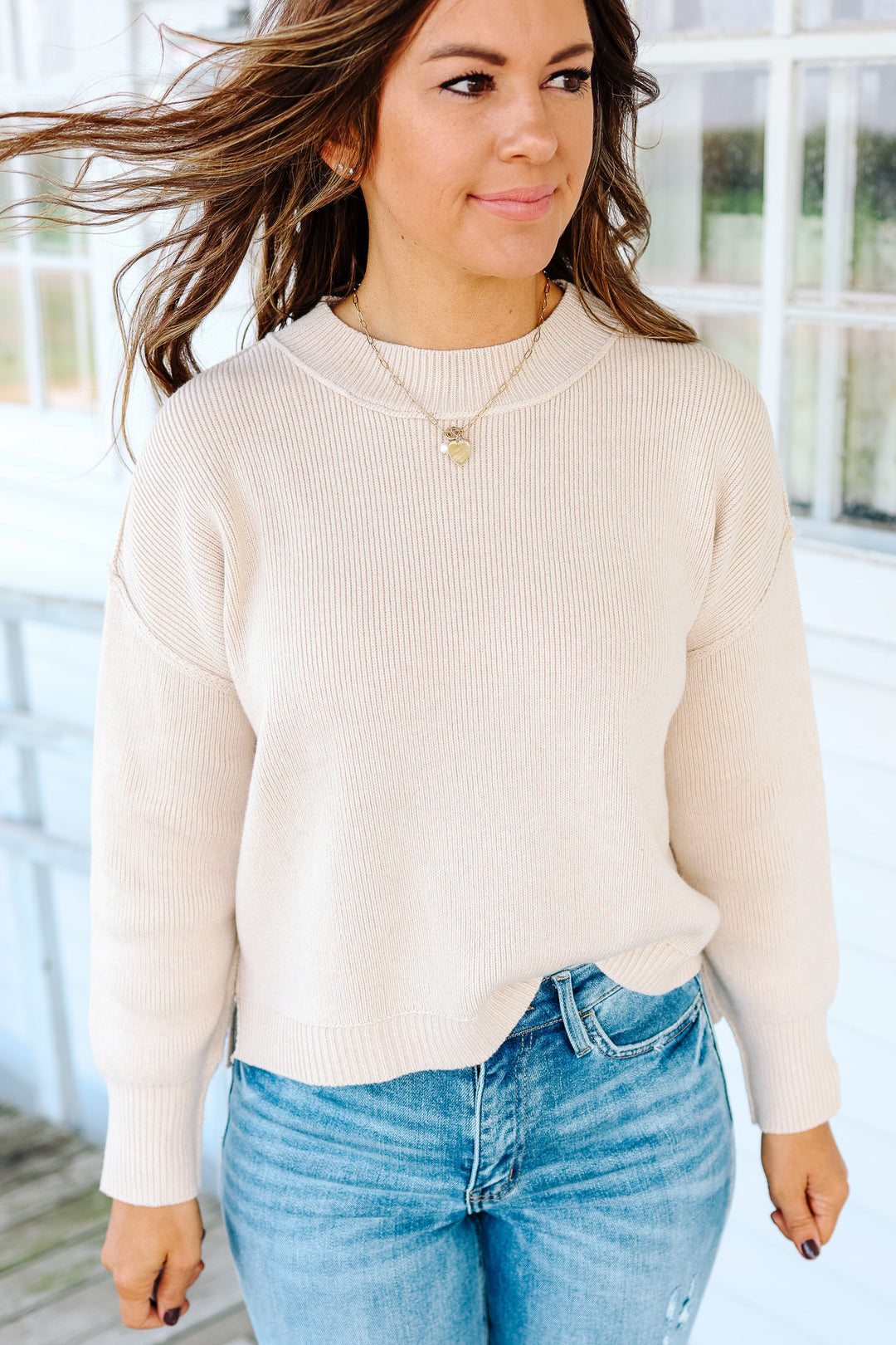 Harper Ribbed Knit Sweater - Natural