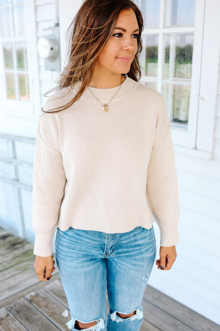 Harper Ribbed Knit Sweater - Natural