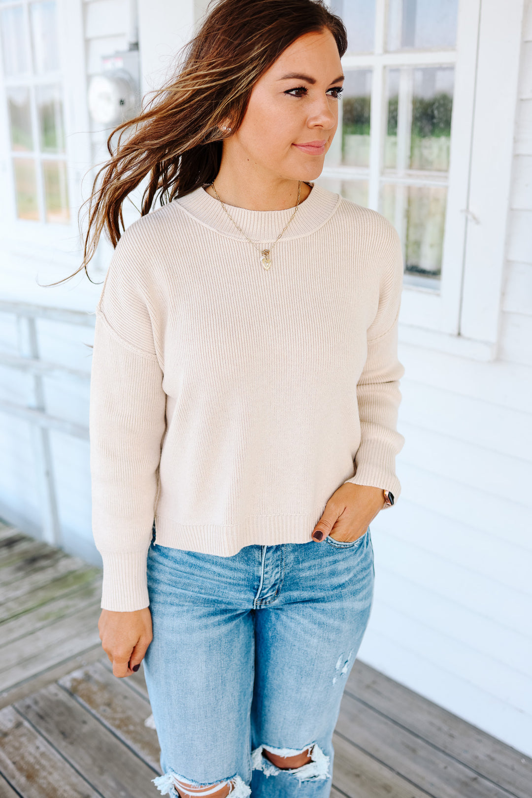 Harper Ribbed Knit Sweater - Natural