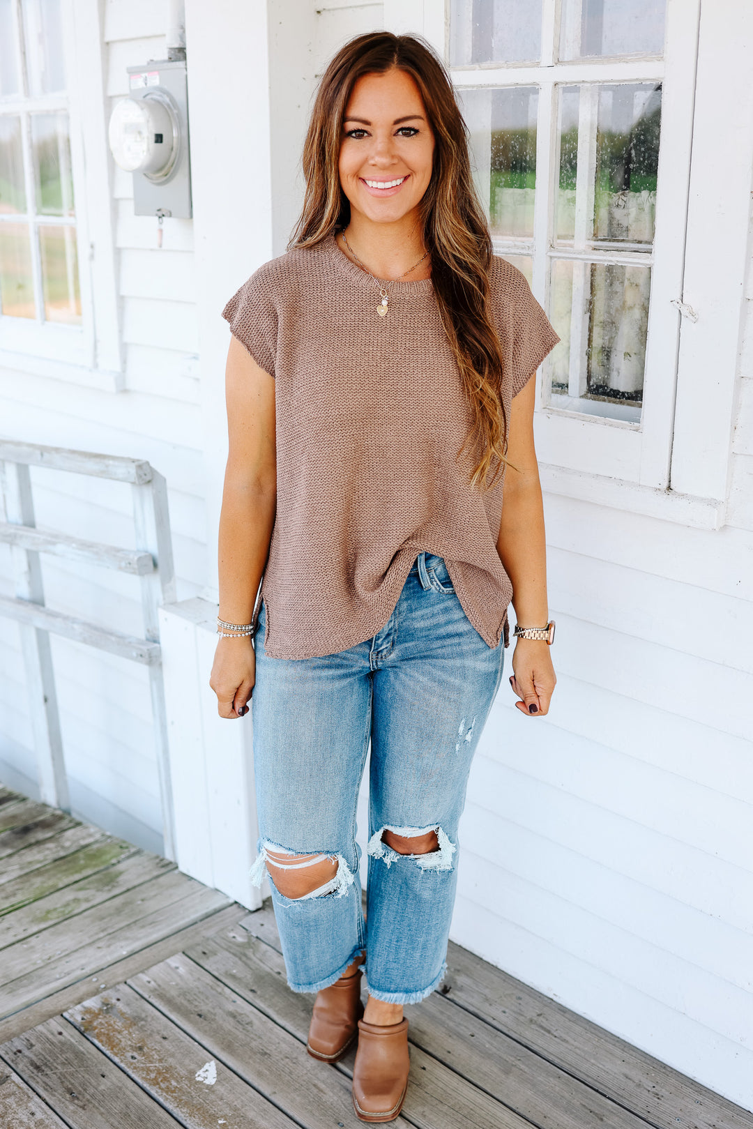 Aspen Sweater Tank Top - Mocha