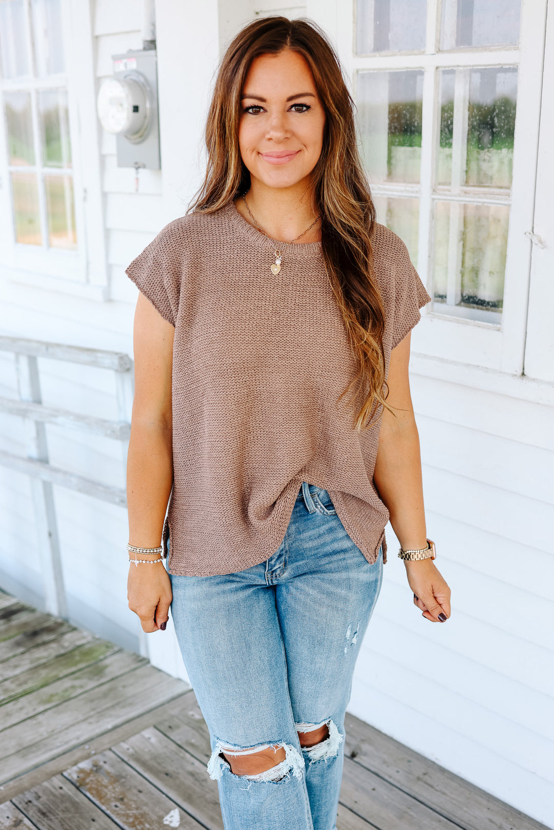 Aspen Sweater Tank Top - Mocha